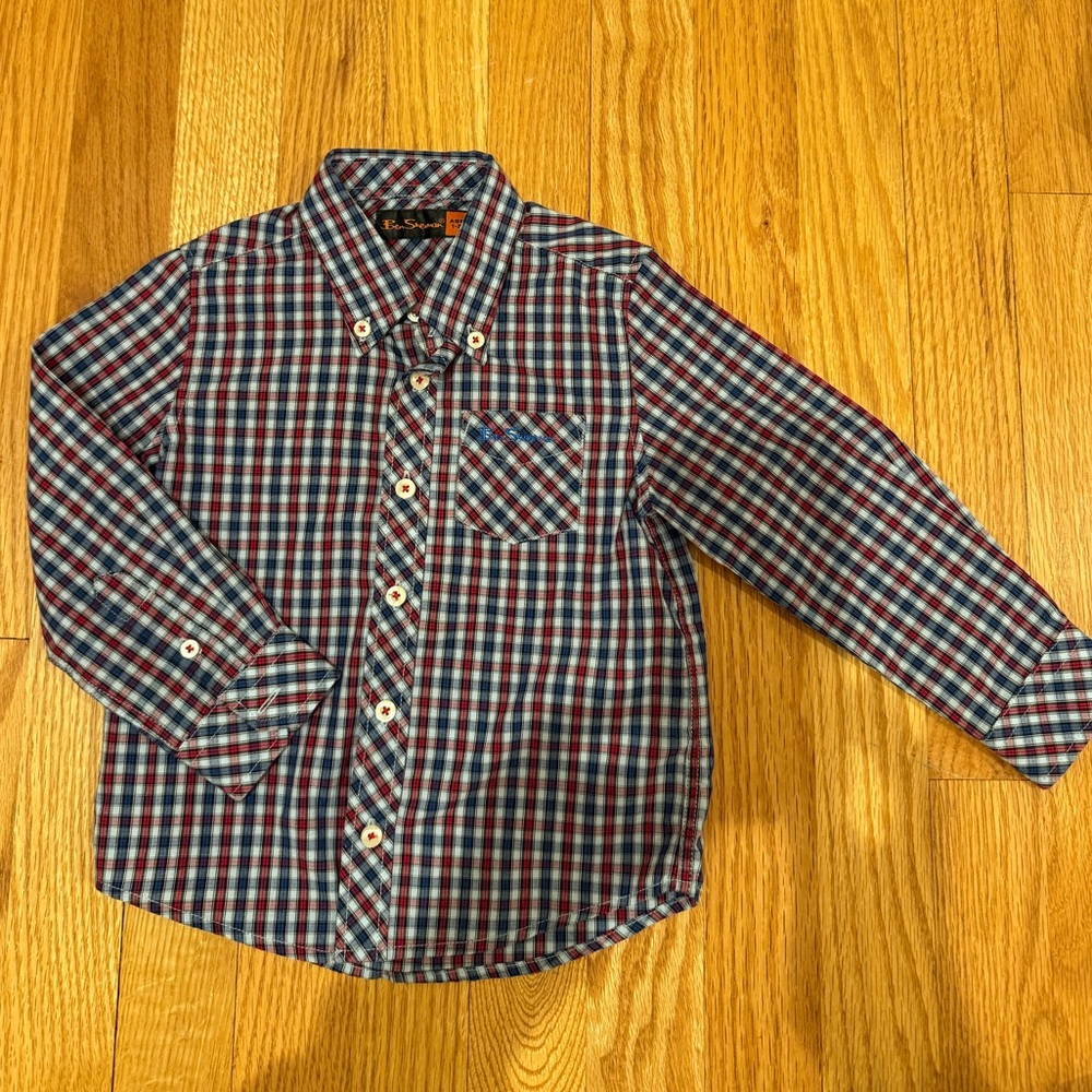 Ben Sherman Blue and Red Plaid Shirt toddler boys button down shirt 1-2y / 2t